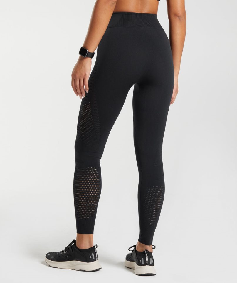 Legginsy Gymshark Warp Knit Damskie Czarne | PL 125ROD